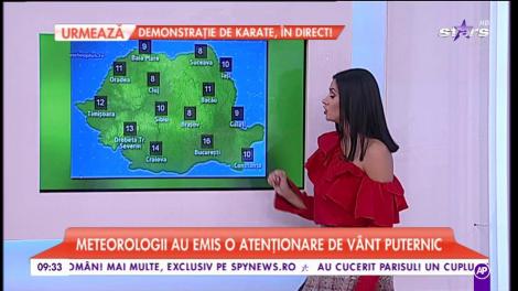 Meteorologii au emis o atenţionare de vânt puternic