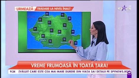 Vremea se menţine frumoasă în toată ţara! Maxima zilei urcă până la 24 de grade