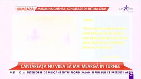 Fanii lui Adele sunt şocaţi! Artista nu mai vrea să meargă în turnee