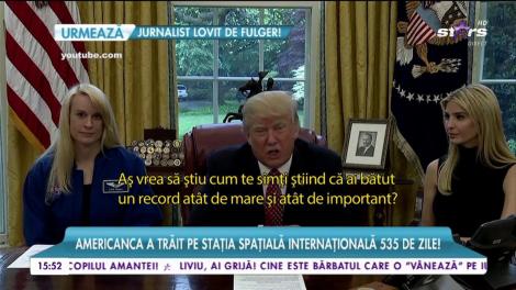 Record absolut! O femeie a trăit, timp de 535 de zile, în spațiu. Americanca a stat de vorba cu Donald Trump, prin Skype. Imaginil sunt inedite