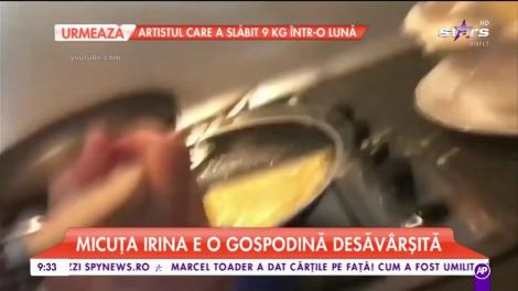 Irina Columbeanu, o gospodină desăvârşită! Fetiţa Monicăi Gabor a intrat în bucătărie şi a pregătit clătite