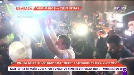 Imagini inedite cu Gheorghe Hagi. ”Regele” a sărbătorit victoria sus pe mese!