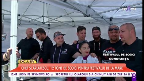 Concurenții de la ”Chef la Cuțite” fac echipă cu chef Scărlătescu, pe litoral. Pregătesc împreună 12 tone de scoici!