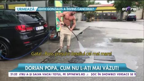 Dorian Popa s-a dezbrăcat la bustul gol pentru a-și spăla mașina!