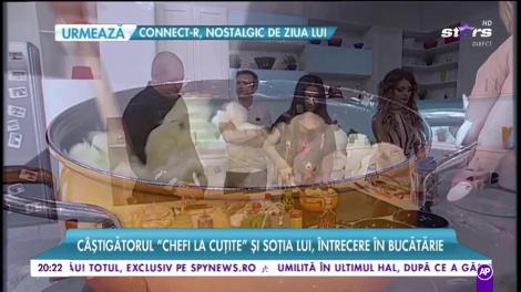 Giany Bănuță, câștigătorul "Chefi la cuțite", și soția lui, întrecere în bucătărie, în platoul Răi da' buni
