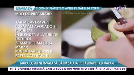 Laura Cosoi ne învaţă să gătim salată de castraveţi cu mărar! În doar 10 minute vedeta termină treaba!