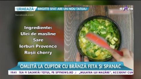 Omleta la cuptor cu brânză feta şi spanac