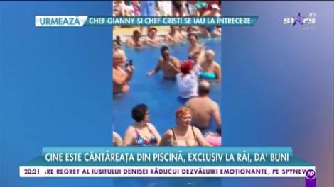 O știți pe tanti care a c&acirc;ntat &icirc;n piscină &icirc;mbrăcată &icirc;n costum popular? După ce a devenit vedetă pe net, a dat și primul interviu: "Mă filmam şi sub fustă"