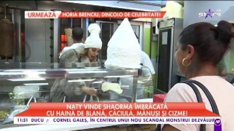 STARroganţa: Natalia vinde shaorma îmbrăcată cu haine de blană, căciulă, măsuri și cizme