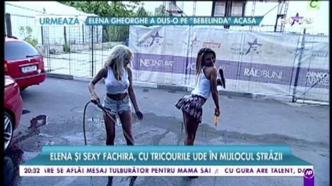 STARoganță la ”Răi da buni”. Elena, asistenta lui Mihai Morar, și Sexy Fachira, cu tricourile ude în mijlocul străzii