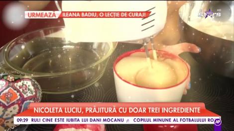 Nicoleta Luciu este pricepută la cratiță. Face o prăjitură cu doar trei ingrediente! Iată rețeta pas cu pas!