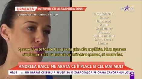Andreea Raicu a intrat în bucătărie şi s-a pus pe treabă! Ne găteşte una dintre reţetele sale preferate
