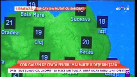 Cod calben de ceață în mai multe județe din țară. Maximele ajung pînă la 23 de grade