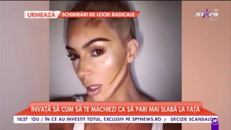 Kim Kardashian ne vinde toate trucurile! Artista te învaţă cum să te machiezi ca să pari mai slabă la faţă