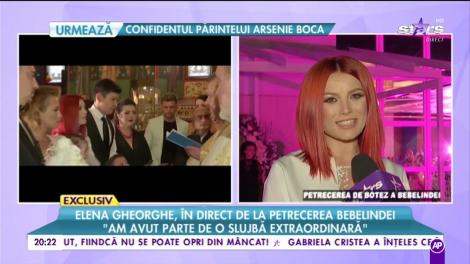 Elena Gheorghe, în direct de la petrecere: "Bebelinda a fost creștinată de mai mulți prienteni de familie"