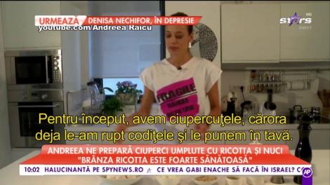 Andreea Raicu ne prepară ciuperci umplute cu ricotta şi nuci