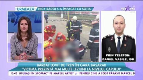 Bărbat a lovit de tren în Gara Basarab. Bărbatul are mai multe leziuni la nivelul capului