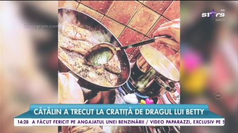 Betty Salam, răsfăț din partea iubitului. Cătălin a trecut la cratiță de dragul iubitei.