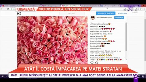 Sute de trandafiri pentru Mădălina Ghenea. Vedeta s-a împăcat cu Matei Stratan?