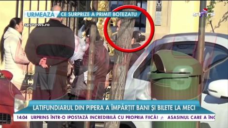 Coadă la palatul lui Gigi Becali. Latifundiarul din Pipera a împărțit bani și bilete la meci