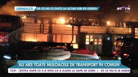 Incendiu devastator în estul țării. Au ars toate mijloacele de transport în comun