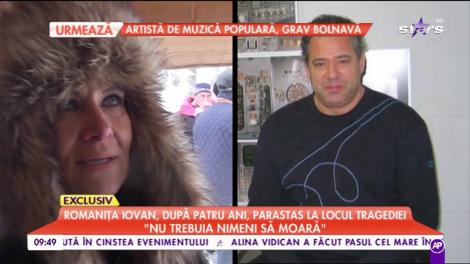 Romaniţa Iovan, parastas la locul tragediei în care Adrian Iovan a murit: "Nu trebuia să moară nimeni. Încerc să îl fac să înţeleagă pe Albert că nu este un copil fără tată, ci cu un tată erou"