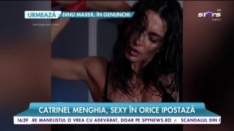 Super sexy! Catrinel Menghia, demonstraţie de fitness pe bicicletă în costum de baie şi cu pantofi cu toc