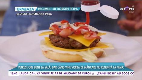 Dorian Popa petrece multe ore la sală, dar când vine vorba de mâncare nu renunță la nimic