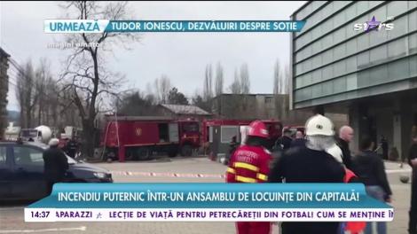 Incendiu puternic într-un ansamblu de locuințe din Capitală!