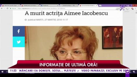 Actrița Aimee Iacobescu a încetat din viață!