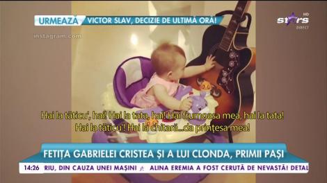 Fetița Gabrielei Cristea și a lui Clonda, primii pași. Micuța îi calcă pe urme tatălui?
