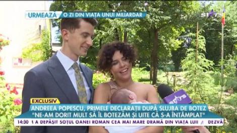 Andreea Popescu, primele declarații după slujba de botez
