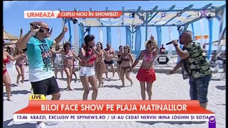 Biloi face show pe plaja matinalilor