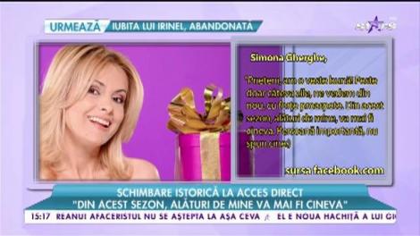 Schimbare istorică la "Acces Direct"! Simona Gherghe a făcut anunţul! Cu cine va prezenta emisiunea