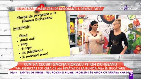 Simona Florescu, dezvăluiri din viaţa ei, în bucătărie! Cum l-a cucerit pe Ion Dichiseanu