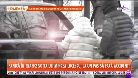 Panică în trafic. Soţia lui Mircea Lucescu a fost la un pas de accident!