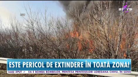 Incendiu de proporţii în Bucureşti, aproape de Şoseaua de Centură. Un punct de colectare-reciclare autoturisme din Voluntari a luat foc