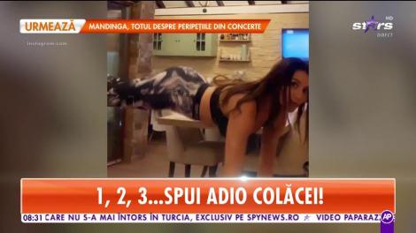 Sala de fitness şi antrenorii nu mai sunt la modă! Claudia Pătrăşcanu se antrenează în bucătărie!