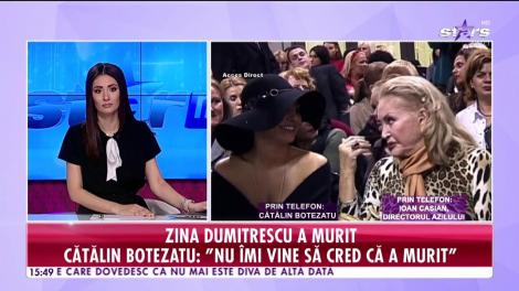 A murit Zina Dumitrescu. Cătălin Botezatu: Întotdeauna spunea că se simte bine, dar în realitate nu era așa