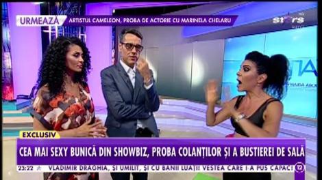 Cea mai sexy bunică din showbiz, proba colanţilor şi bustierei de sală, în platoul Agenţiei VIP!