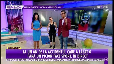 Agenţia VIP. La un an de la accidentul care a lăsat-o fără un picior, Stela Bizdu face sport, în direct: Înainte accident îmi era lene să merg la sală