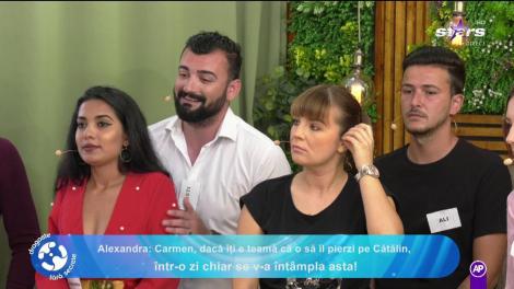 Dragoste fără secrete. Ceartă aprinsă, în direct, între Carmen și Alexandra: Mă enervezi! Cum să mă acuzi că am vrut să-ți iau bărbatul!
