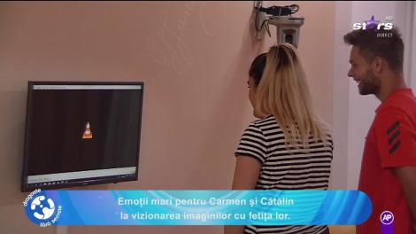 Dragoste fără secrete. Emoții mari pentru Carmen și Cătălin. Cei doi au vizionat imagini cu fetița lor