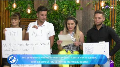 Dragoste fără secrete. Mesajele scrise de concurenți pentru susținători