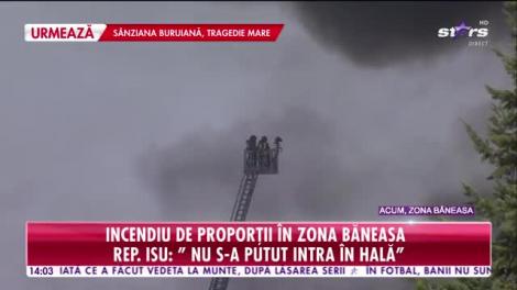 Incendiu de proporții în zona Băneasa! Rep. ISU: "Nu s-a putut intră în Hala"