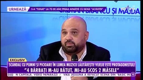 Scandal cu pumnii şi picioarele în lumea muzicii lăutăreşti! Artistul mutilat la o nuntă a venit în platoul Agenţiei VIP!