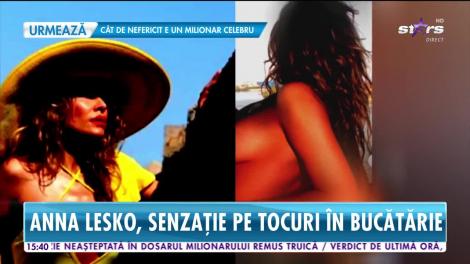 Imagini super hot cu Anna Lesko! Artista a făcut senzaţie pe tocuri în bucătărie