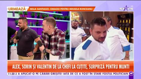 Star Matinal. Alex, Sorin și Valentin de la Chefi la Cuțite, surpriză pentru Munti. Chefii invitați gătesc un tort