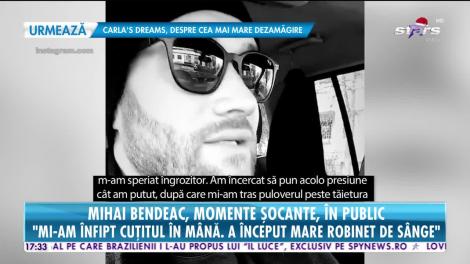 Mihai Bendeac s-a tăiat la mână pe scenă, în timpul unei piese de teatru: ”A început mare robinet de sânge! M-am speriat groaznic!”