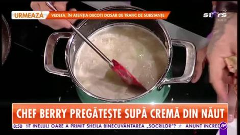 Reţeta lui Chef Berry - Star Matinal: Supă cremă de hummus cu rodie și poppadoms